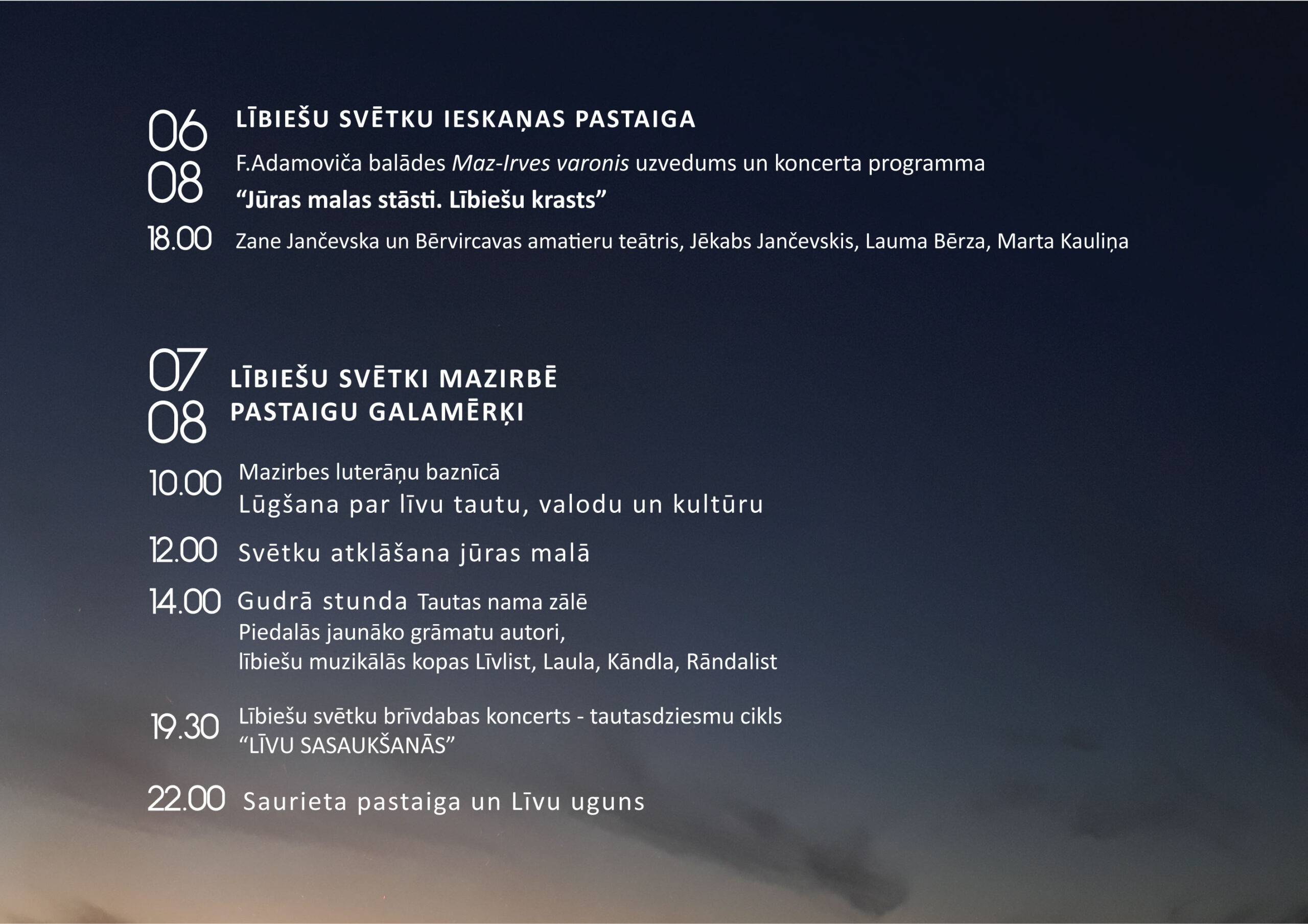 7. augustā Mazirbē būs Lībiešu svētki