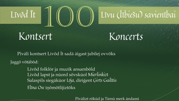 2. aprīlī Līvu savienības simtgades koncerts