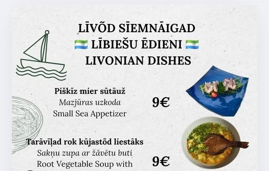 Lībiešu ēdienkarte Kolkasraga “Divjūriņās”